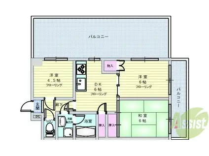 パークサイド田中2号館(3DK/6階)の間取り写真