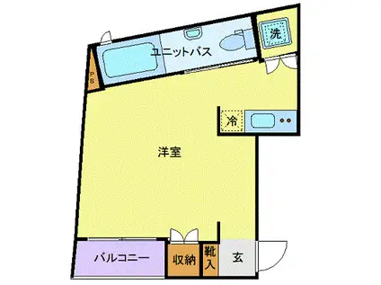 イースト RISE 由比ガ浜 B(ワンルーム/1階)の間取り写真