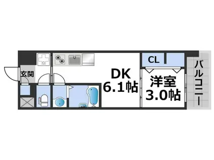 DIMORA難波(1DK/9階)の間取り写真