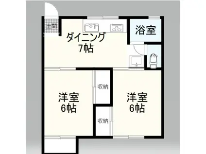 サングリーン桜ヶ丘(2DK/1階)の間取り写真