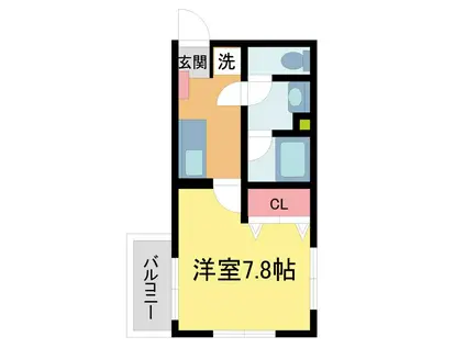 ロクサーヌ浜甲子園(1K/2階)の間取り写真