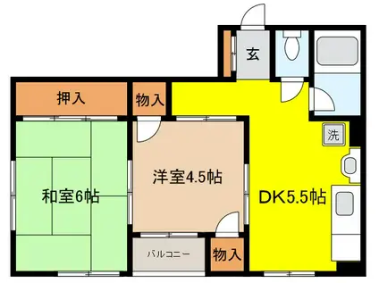 上御影マンション(2DK/3階)の間取り写真