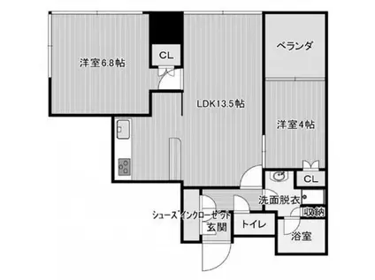 シティタワー西梅田(2LDK/16階)の間取り写真