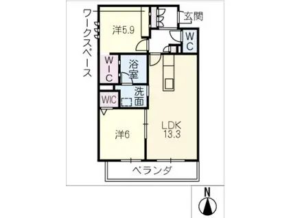 シャーメゾンステージ茜部本郷(2LDK/3階)の間取り写真