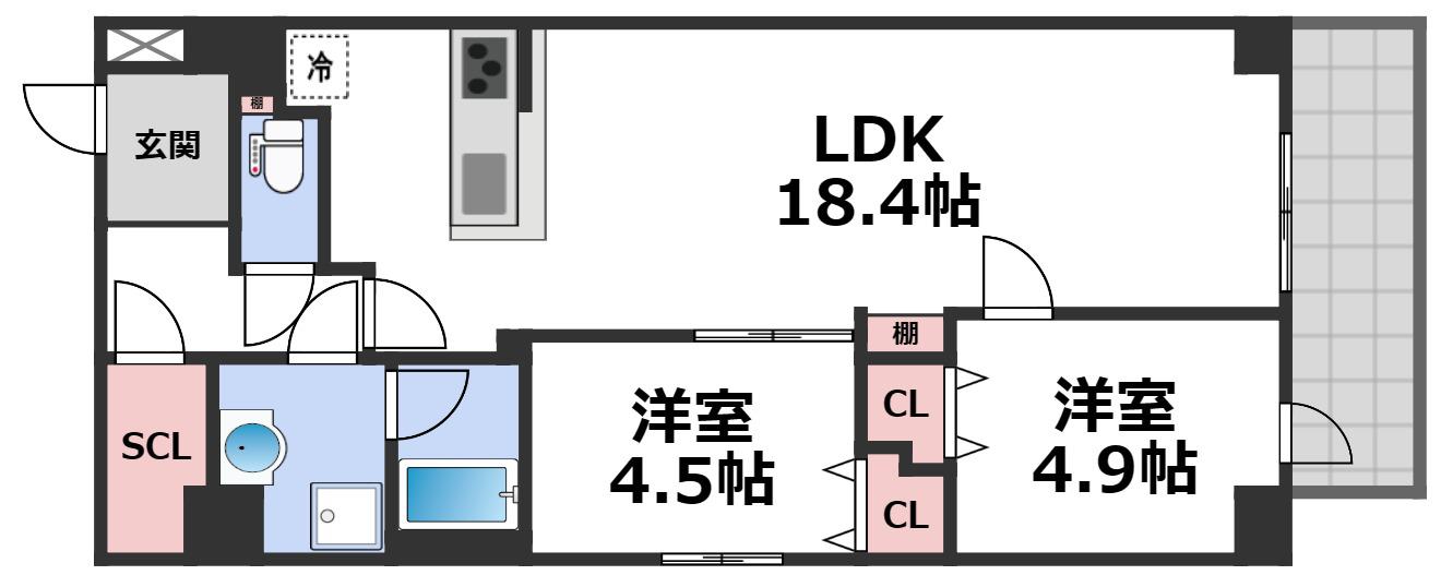 プレサンスNEO新深江リュミエル(2LDK/10階)の間取り写真
