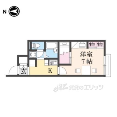レオパレスハートフル西大寺(1K/2階)の間取り写真