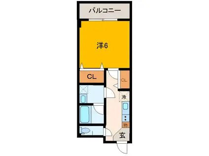 ノースカントリ-(1K/2階)の間取り写真