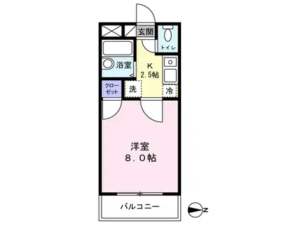 パルミラ津高(1K/4階)の間取り写真