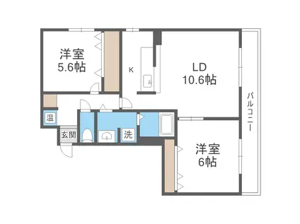 ルレーブ琴似(2LDK/2階)の間取り写真