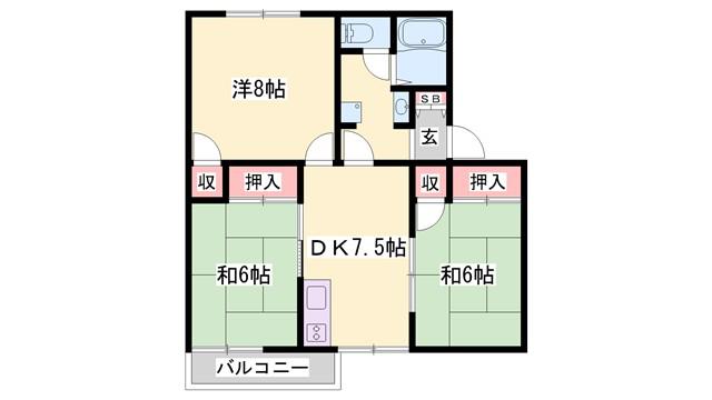コート・鶴林(3DK/2階)の間取り写真