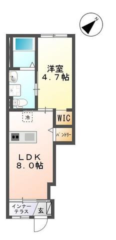 グランディールV(1LDK/1階)の間取り写真