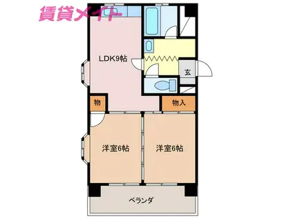 ホーマットサウス(2LDK/3階)の間取り写真