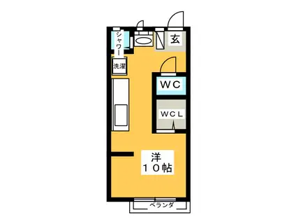 和楽21(ワンルーム/2階)の間取り写真