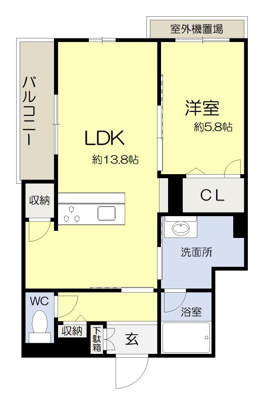 シャーメゾン オルテンシア ミノオ(1LDK/2階)の間取り写真