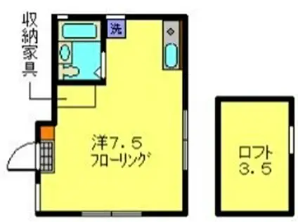 ハイムメイ(ワンルーム/2階)の間取り写真