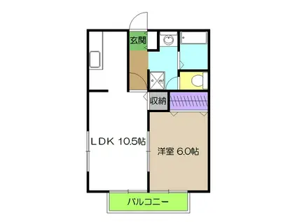 リベール高須(1LDK/1階)の間取り写真