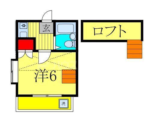 ミアコート北小金(1K/2階)の間取り写真