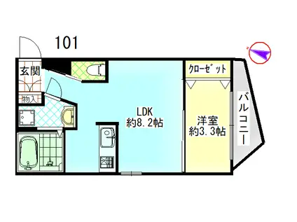 コティ下三条町(1LDK/1階)の間取り写真