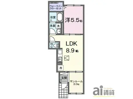 ラ・ファータ(1LDK/1階)の間取り写真
