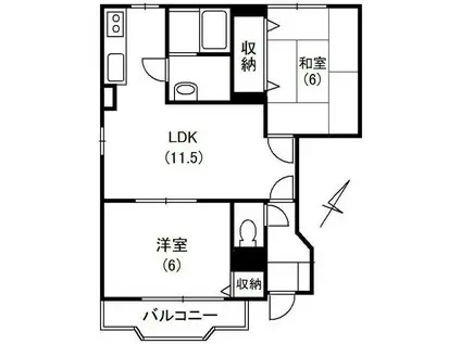 フレイジェI(2LDK/1階)の間取り写真