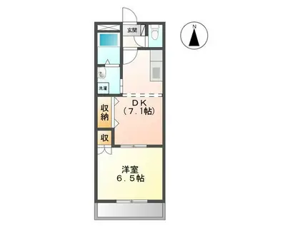 ローズガーデン青山(1DK/1階)の間取り写真