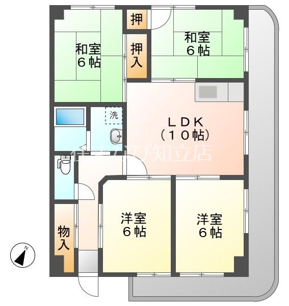 第3新安城ビル(4LDK/4階)の間取り写真