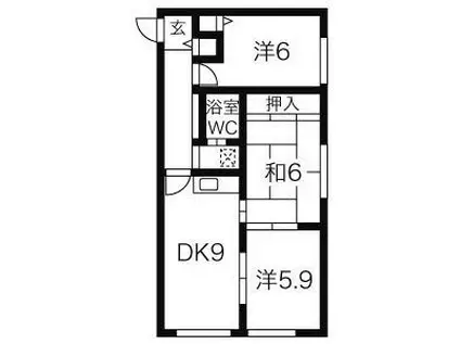 センターハイツ(3DK/2階)の間取り写真