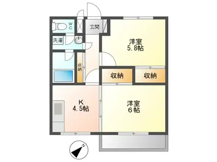 ハイブリッジ城東(2DK/2階)の間取り写真