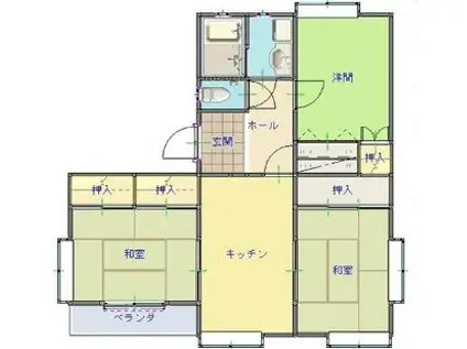 ローマンタウンC(3DK/1階)の間取り写真