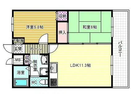 メゾン・ラヴィ(2LDK/2階)の間取り写真