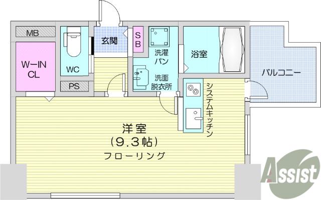 カスタリア大町(ワンルーム/11階)の間取り写真