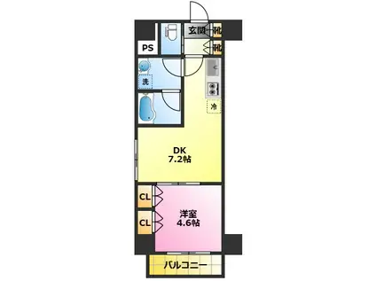 カルトレリア(1DK/3階)の間取り写真