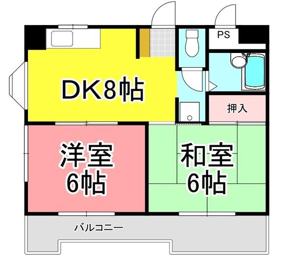 ホワイトスワン明石(2DK/3階)の間取り写真