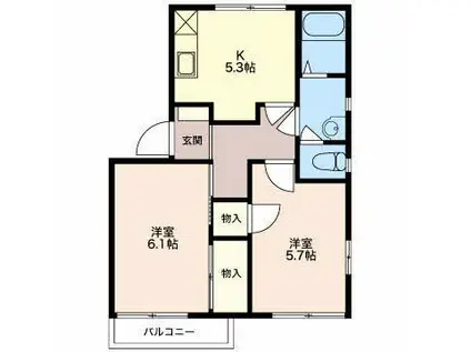 エステートこやまSE(2K/2階)の間取り写真