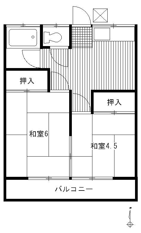白樺荘(2DK/2階)の間取り写真
