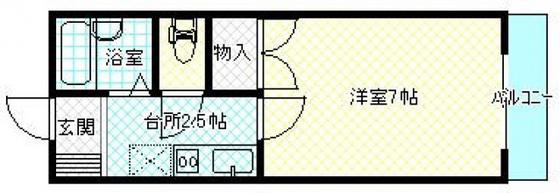 日浦メノー(1K/2階)の間取り写真