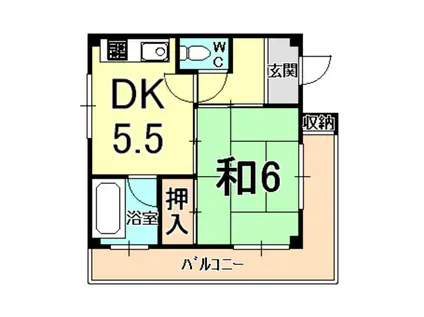 サンパウロマンション(1DK/2階)の間取り写真