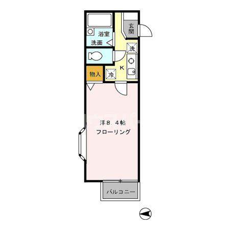 ウェルカム(1K/2階)の間取り写真