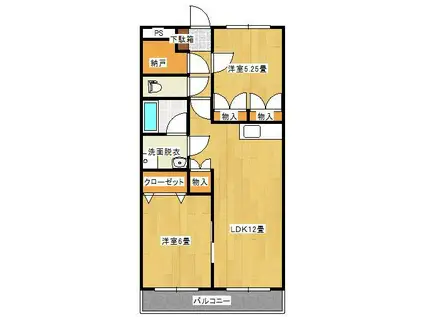 プリムローズ(2LDK/1階)の間取り写真