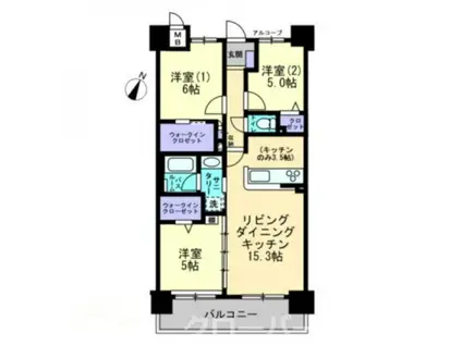 アルファスマート丸亀城西II(3LDK/9階)の間取り写真