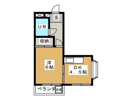 パインハイツ(1DK/2階)の間取り写真