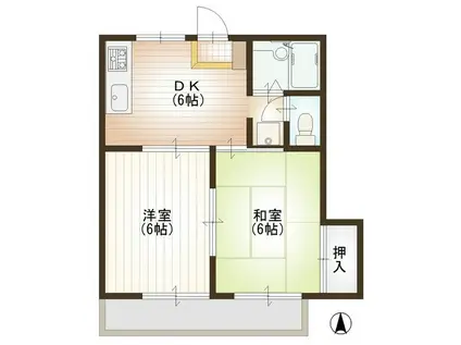 ヴィヴィエンダ井口(2DK/2階)の間取り写真