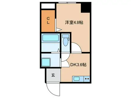 京町プレイスレジデンスI(1DK/3階)の間取り写真