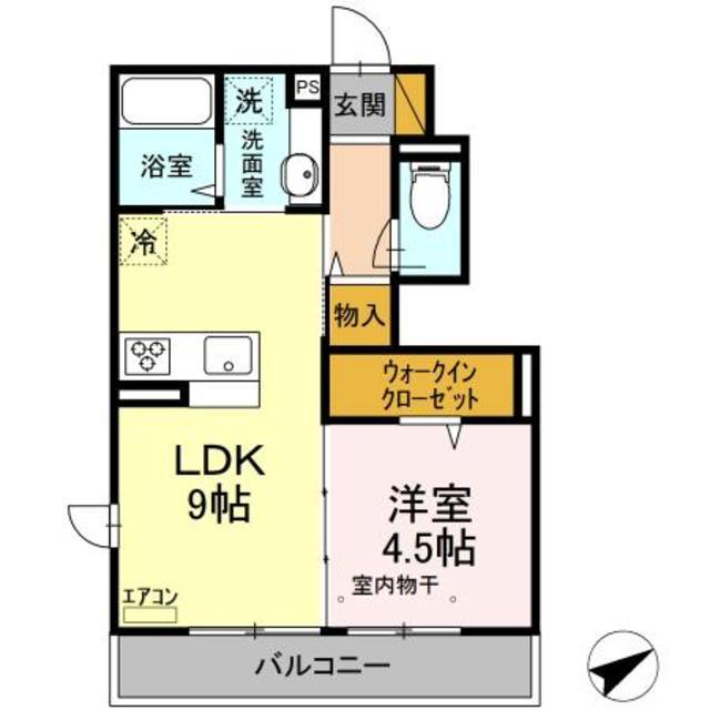 ジュネス前原(1LDK/1階)の間取り写真