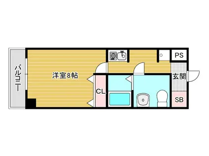 ドミール桜川(1K/7階)の間取り写真