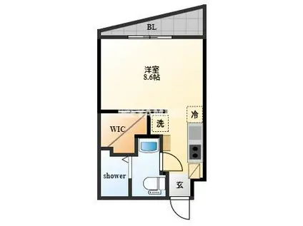 VIVIAヴィヴィア(ワンルーム/2階)の間取り写真