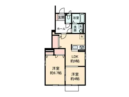 カーム外土居(1LDK/1階)の間取り写真