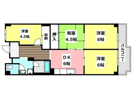 茨木グランドハイツ(4DK/7階)の間取り写真