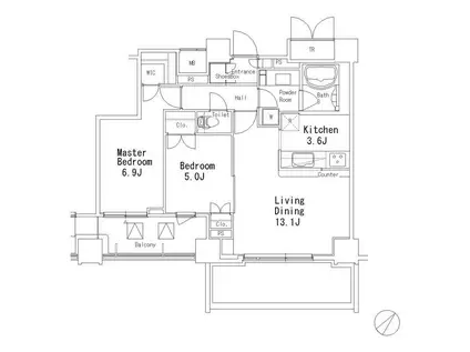 MFPR目黒タワー(2LDK/15階)の間取り写真