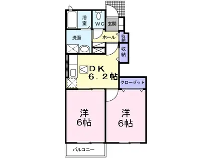 フランコートN(2DK/1階)の間取り写真